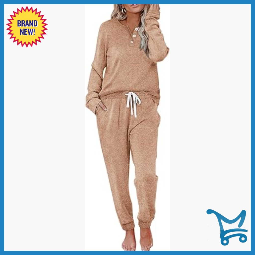 Plus Size Pajama Set Long Sleeve Top Joggers Brushed Jersey Lounge Wear